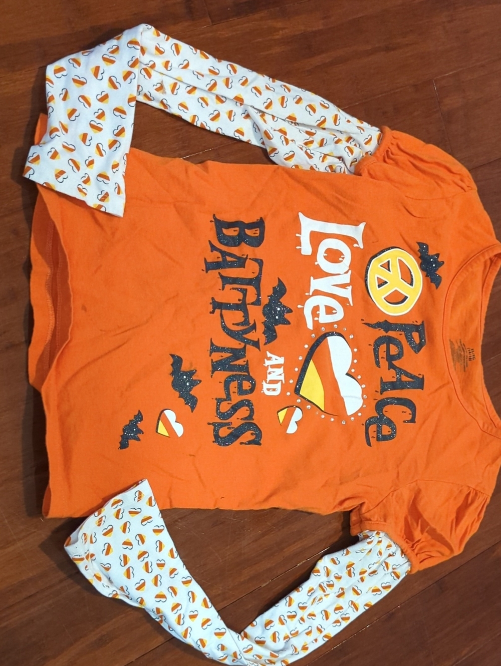 No Boundaries Orange & White Halloween Long Sleeve Tee - Peace Love Battyness